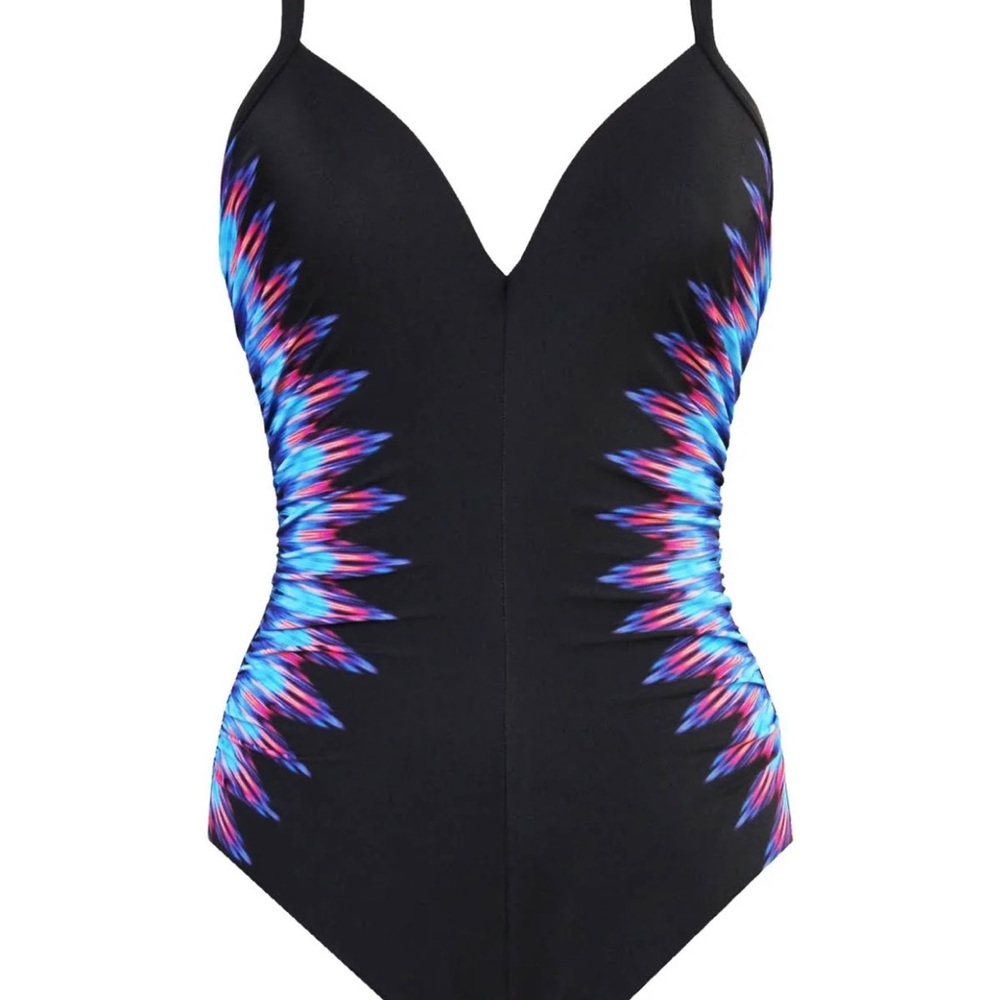 Miraclesuit Marrakech Underwire One Piece Swimsuit in Black Print Size 10